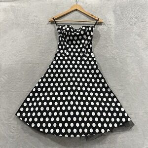 Ruby Rox Dress Womens 3 Polka Dot Babydoll Midi Y2K Retro Sundress Black White